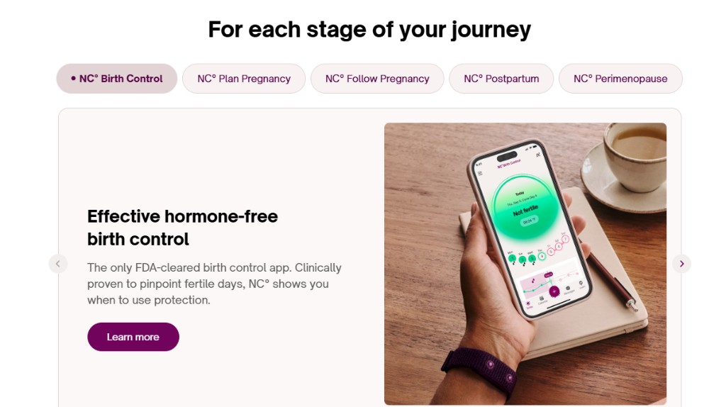 Natural Cycles app showing a green Not fertile day on a smartphone