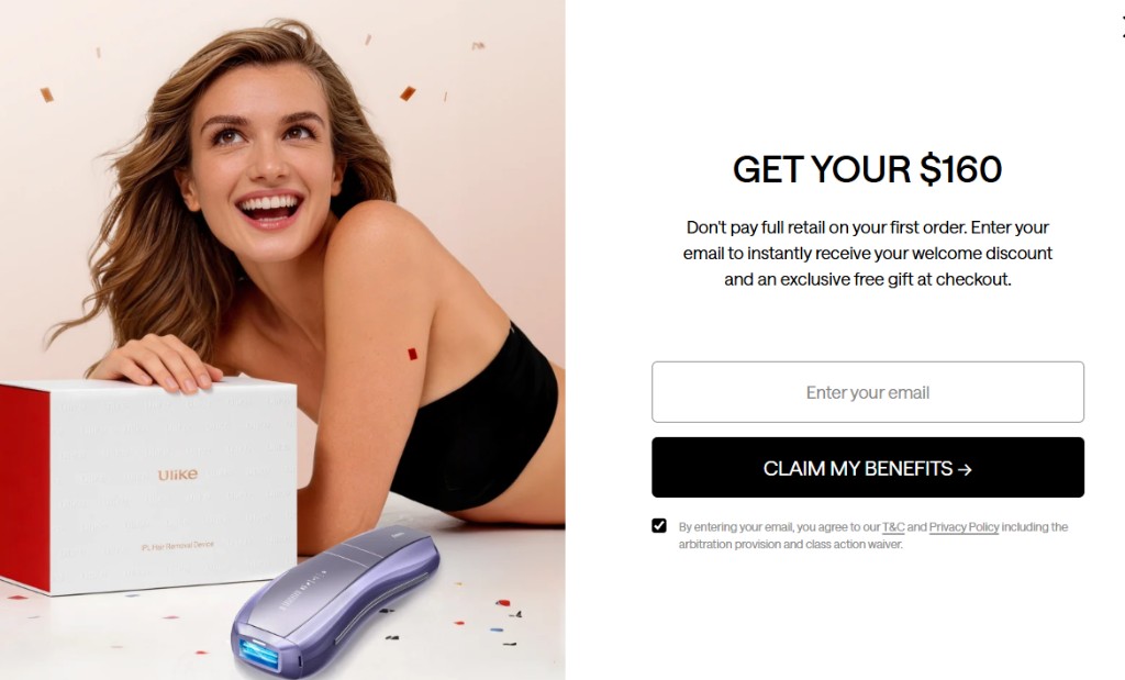 Ulike IPL welcome offer — get your $160 off first order